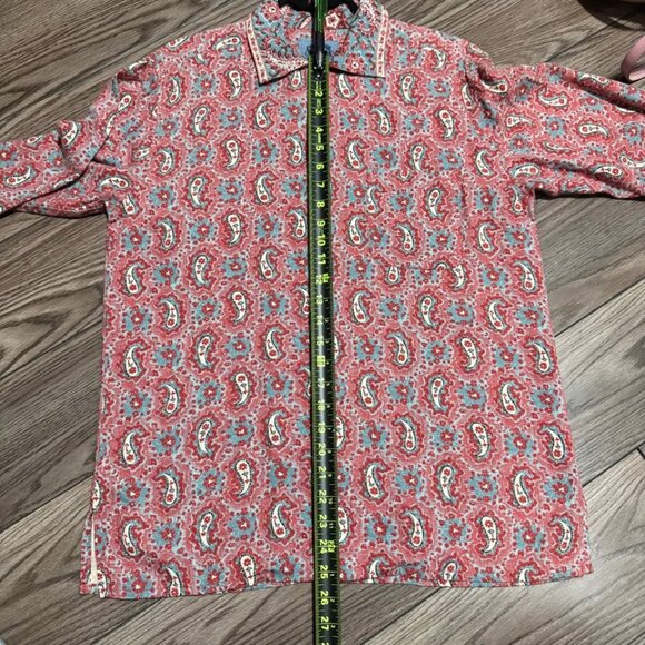 Cambridge Dry Goods Co. Men’s Linen Boho Shirt – Red & Blue Paisley – Size M - Picture 8 of 10